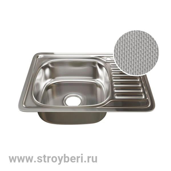 Мойка врез 65х50 (0,8) лев вып 3 1/2 MIXLINE 18см с сифоном!