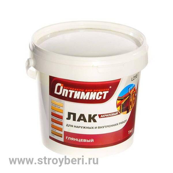 Лак Оптимист глянцевый бесцветный 0.9 кг д/наруж.работ L210