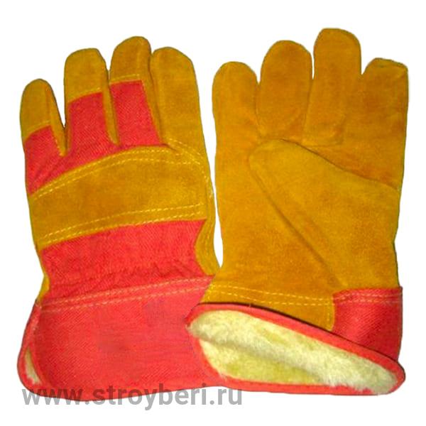 Перчатки спилковые Ангара-Люкс утепленные мех барашек