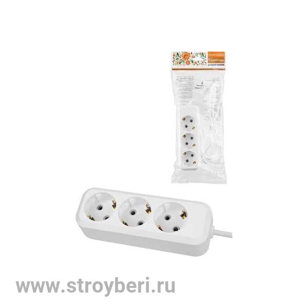 SQ1303-1041 Удлинитель народный УН03 3 гнезда, 3 метра, с/з, ПВС 3х0,75мм2 10А/250В У1-32049