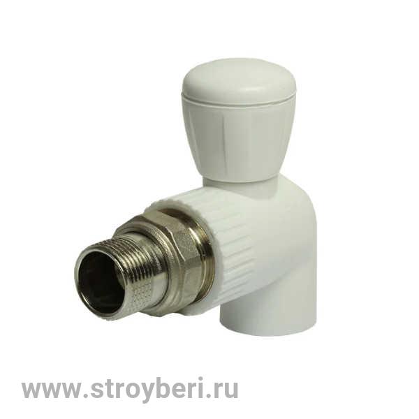 Кран американка шар 20-1/2'' угловой EVER® plast БЕЛЫЙ (Россия)