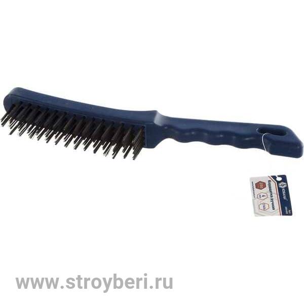 248-658 Кордщетка ручная КОБАЛЬТ 4-рядная стальная 280 мм, пластмассовая ручка