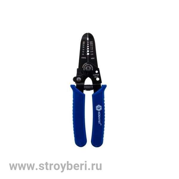 246-456 Электропассатижи КОБАЛЬТ ,снятие изоляции с проводов сечением 0.6-2.6 мм, длина 170 мм, блис