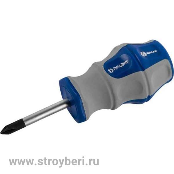646-386 Отвертка Ultra Grip КОБАЛЬТ PH-1 х 38 мм CR-V, двухкомпонентная рукоятка (1 шт.) подвес