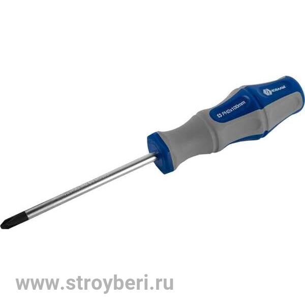 646-355 Отвертка Ultra Grip КОБАЛЬТ PH-2 х 100 мм CR-V, двухкомпонентная рукоятка (1 шт.) подвес