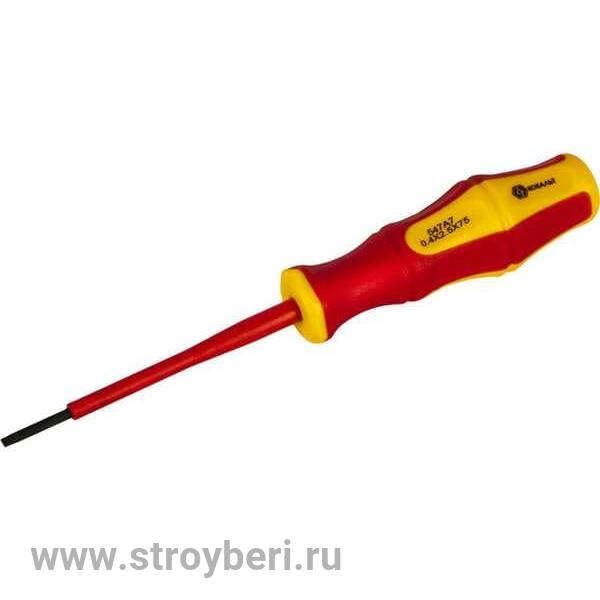 646-430 Отвертка диэлектрическая КОБАЛЬТ Ultra Grip SL 2,5 х 75 мм CR-V, двухкомпонентная рукоятка (