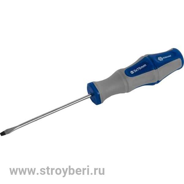 646-225 Отвертка Ultra Grip КОБАЛЬТ SL 3,0 х 75 мм CR-V, двухкомпонентная рукоятка (1 шт.) подвес