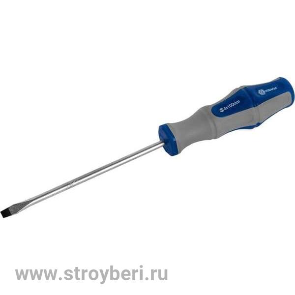 646-249 Отвертка Ultra Grip КОБАЛЬТ SL 4,0 х 100 мм CR-V, двухкомпонентная рукоятка (1 шт.) подвес