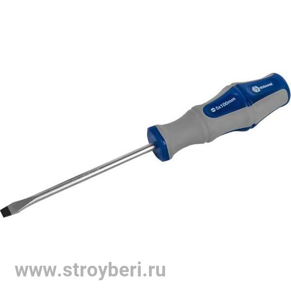 646-256 Отвертка Ultra Grip КОБАЛЬТ SL 5,0 х 100 мм CR-V, двухкомпонентная рукоятка (1 шт.) подвес