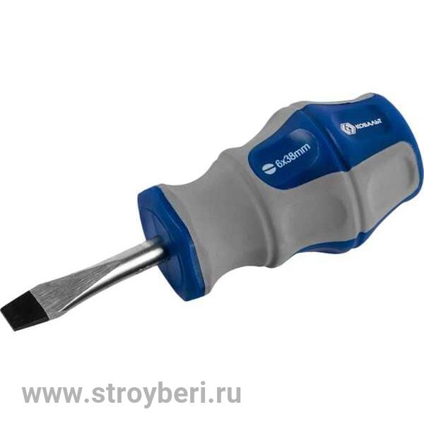 646-300 Отвертка Ultra Grip КОБАЛЬТ SL 6,0 х 38 мм CR-V, двухкомпонентная рукоятка (1 шт.) подвес