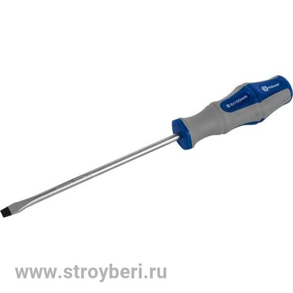 646-287 Отвертка Ultra Grip КОБАЛЬТ SL 6,0 х 150 мм CR-V, двухкомпонентная рукоятка (1 шт.) подвес