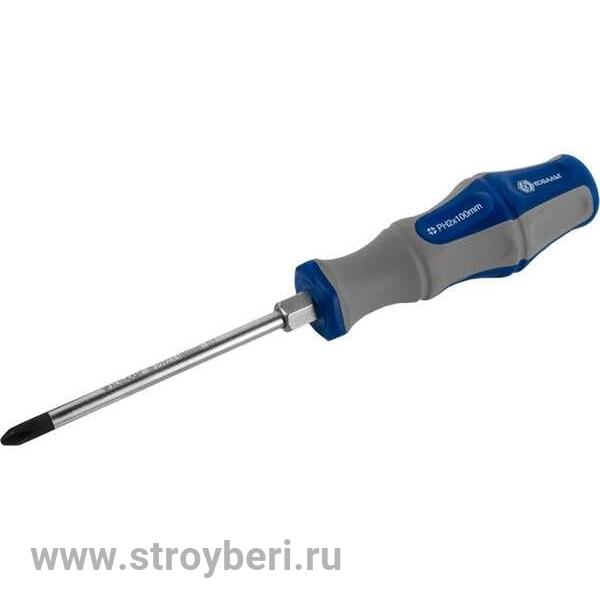 646-591 Отвертка ударная КОБАЛЬТ Ultra Grip PH-2x100 мм S2, двухкомпонентная рукоятка (1 шт.) подвес