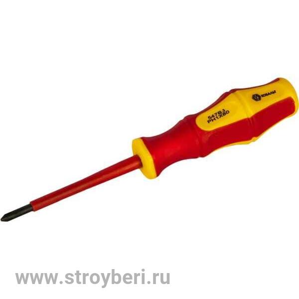 646-492 Отвертка диэлектрическая КОБАЛЬТ Ultra Grip PH-1 х 80 мм CR-V, двухкомпонентная рукоятка (1
