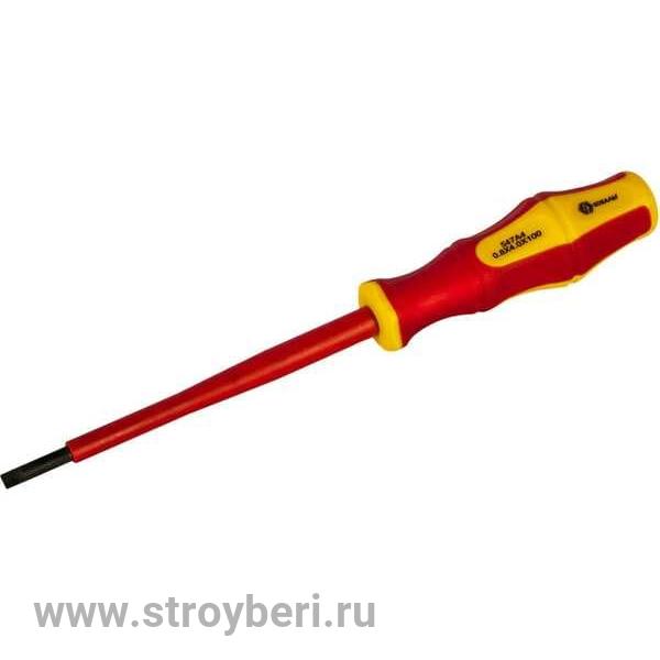 646-447 Отвертка диэлектрическая КОБАЛЬТ Ultra Grip SL 4,0 х 100 мм CR-V, двухкомпонентная рукоятка