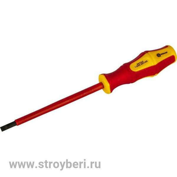 646-454 Отвертка диэлектрическая КОБАЛЬТ Ultra Grip SL 5,5 х 125 мм CR-V, двухкомпонентная рукоятка