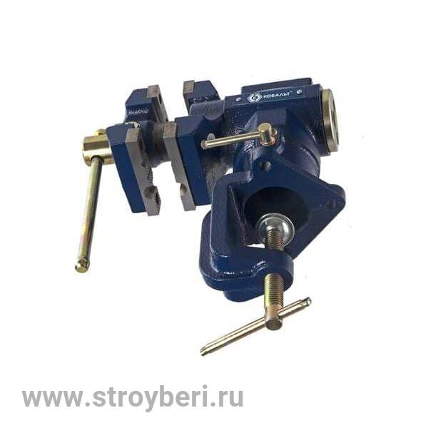 910-010 Тиски слесарные поворотные КОБАЛЬТ настольные, шир. губок 63 мм, захват 58 мм, 4 кг, с пов-м