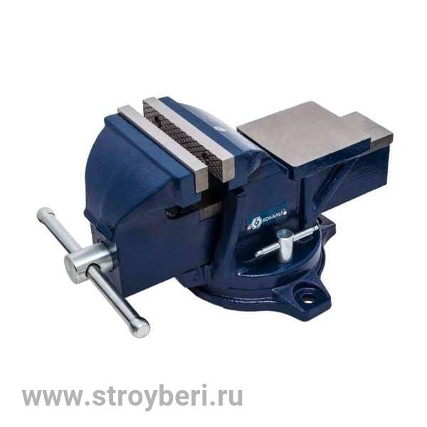 245-985 Тиски слесарные поворотные КОБАЛЬТ ширина губок 125 мм, захват 130 мм, 13.5 кг, наковальня,