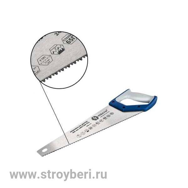 246-111 Ножовка по дереву КОБАЛЬТ 400 мм, шаг 3,5 мм / 7 TPI, закаленный зуб, 3D-заточка, чистый рез