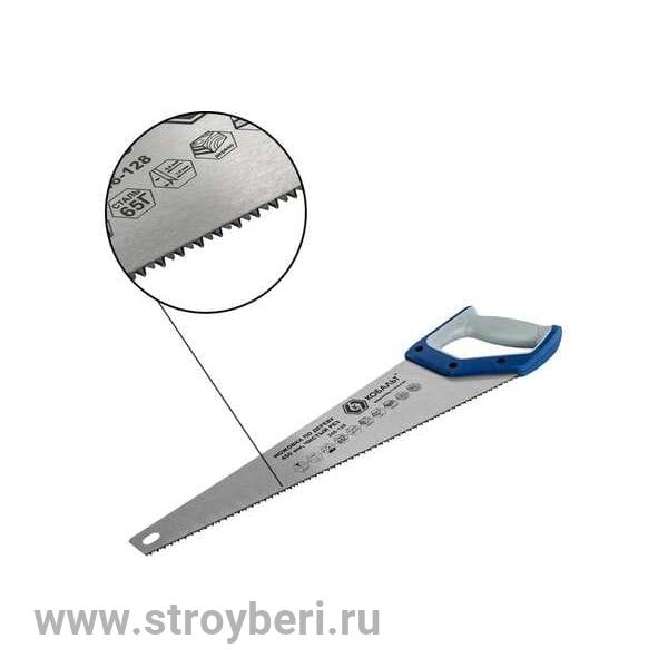 246-128 Ножовка по дереву КОБАЛЬТ 450 мм, шаг 3,5 мм / 7 TPI, закаленный зуб, 3D-заточка, чистый рез
