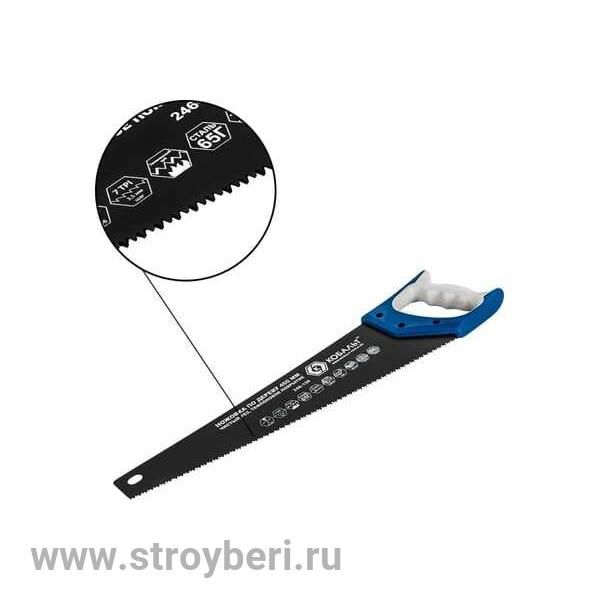 246-159 Ножовка по дереву КОБАЛЬТ 450 мм, шаг 3,5 мм/ 7 TPI, тефлон. покр., закаленный зуб, 3D-заточ
