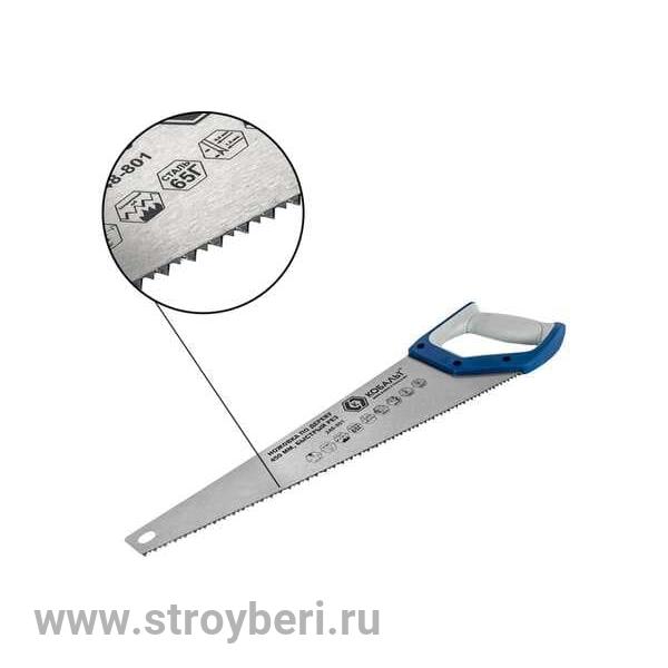 248-825 Ножовка по дереву КОБАЛЬТ 450 мм, шаг 3,5 мм/ 7 TPI, закаленный зуб, 3D-заточка, перемен. пр