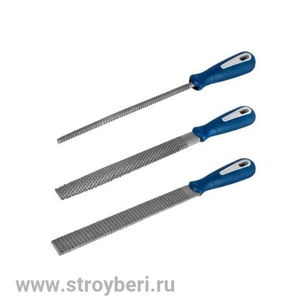 247-828 Набор рашпилей КОБАЛЬТ двухкомпонентная рукоятка, № 2, 200 мм (3 шт.) блистер