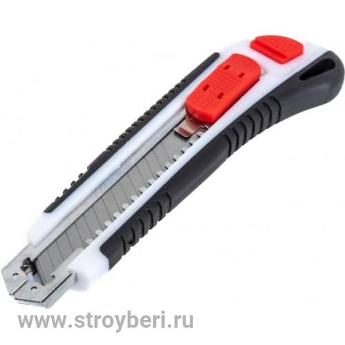 600506 Нож со смен.лезвием 18мм, обрезин,5лезвий с автозамен, ABS+TPR, стопор.винт сзади 'Монтажник'