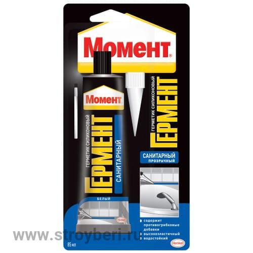 3002431 Герметик Силиконовый Санитарный Момент ГЕРМЕНТ (прозрачный), 70 мл на единичном блистере!