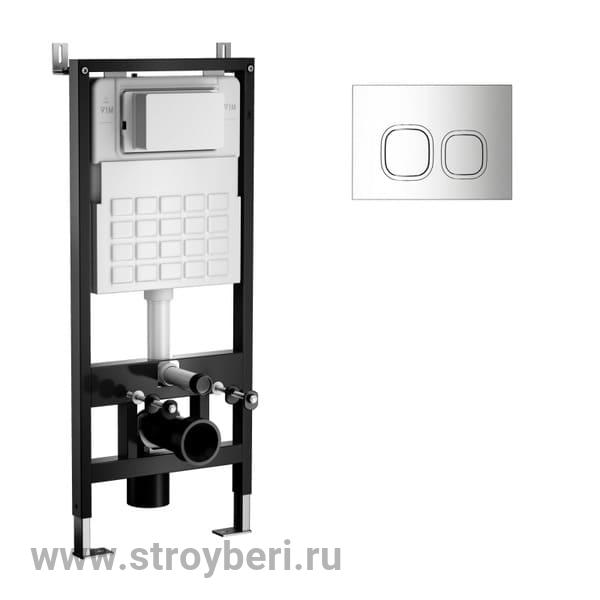 Система инсталляции WAVE, двухрежимная квадратная кнопка A3 хром, МЕХАНИКА