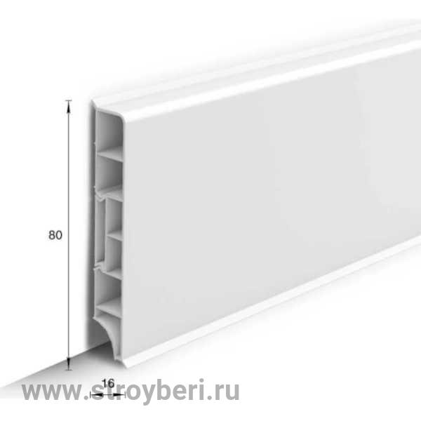 Плинтус напольный прямоугольный 80мм 2,2м 'Идеал Дюра', 001 Белый