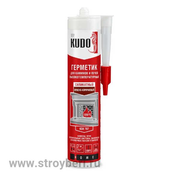 KSK-707 Герметик KUDO HOME для каминов и печей 1200С силикатный красно-коричневый 280мл