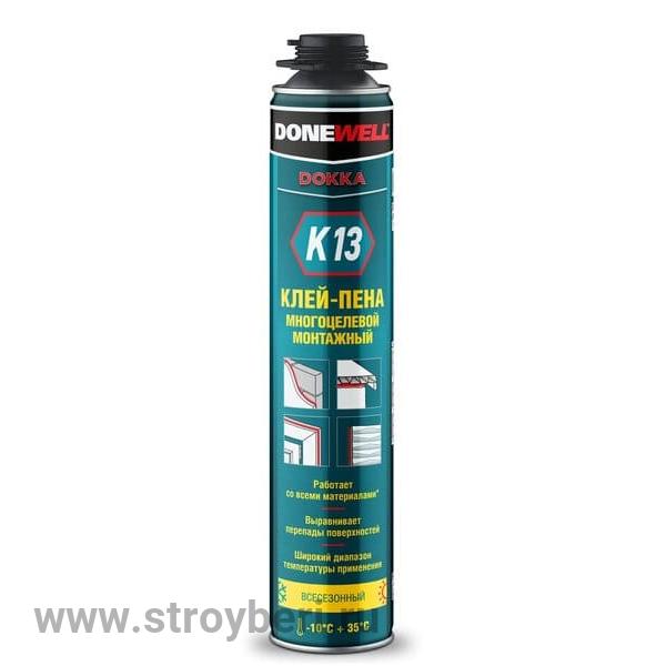 DPP10UAU Клей-пена DONEWELL «K13» многоцелевой монтажный полиуретановый проф. всесезонный 1000мл
