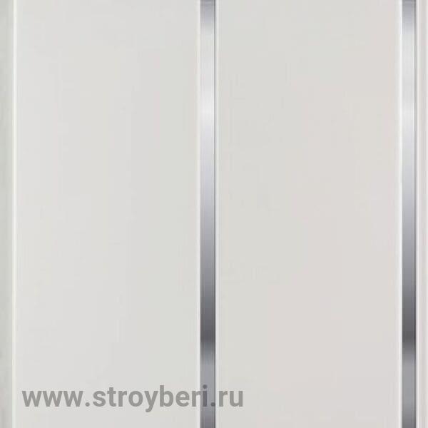 Панель потолочная двухсекционная 250мм 3,0м 'Идеал Ламини', 001-01 Белый Глянцевый с серебром