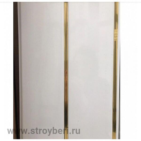 Панель потолочная двухсекционная 250мм 3,0м 'Идеал Ламини', 001-2-G Белый с золотом глянцевый