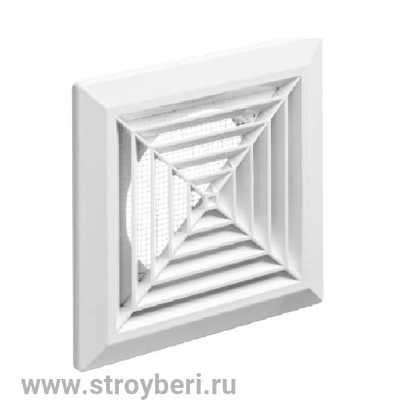 Решетка приточно-вытяжная160*160 ВФ с фланцем 125 мм белая.Серия ВФ