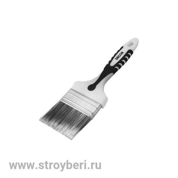 860-025 Кисть плоская 'Black White универ.' 25х15мм, PREMIUM серебристая щетина, 2К ручка (12шт/240у