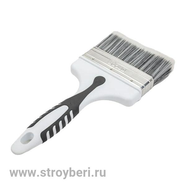 860-120 Кисть плоская 'Black White универ.' 120х15мм, PREMIUM серебристая щетина, 2К ручка (12шт/240