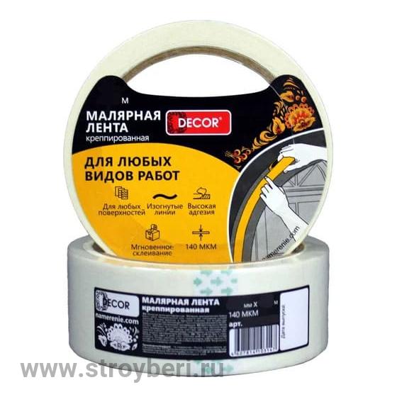 789-1950 Малярная лента DECOR 19 мм х 50 м, креппированная, 140 мкм (135шт/уп)