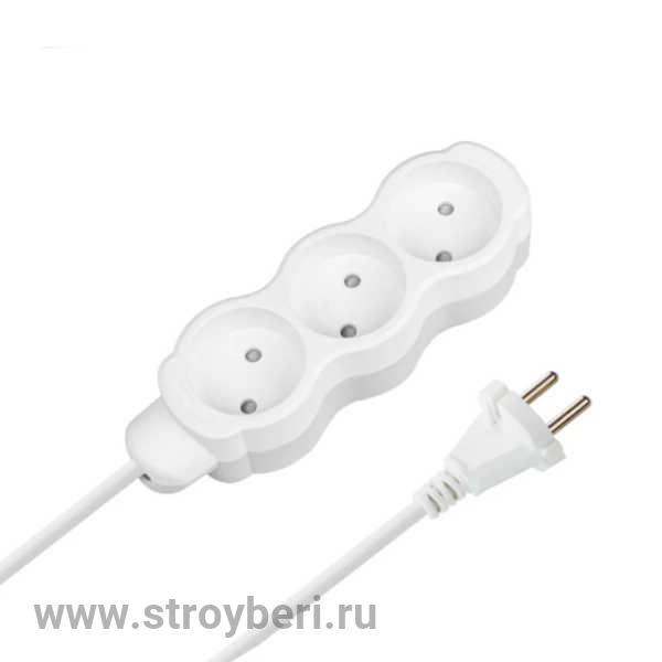 SQ1303-4002 Удлинитель бытовой 'Люкс' 3 гнезда, 3 м, б/з, с з/ш, ПВС 2х0,75 мм2, 6 А, 250 В, 1400 Вт