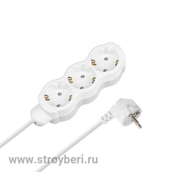 SQ1303-4017 Удлинитель бытовой 'Люкс' 3 гнезда, 3 м, с/з, с з/ш, ПВС 3х0,75 мм2, 10 А, 250 В, 2400 В