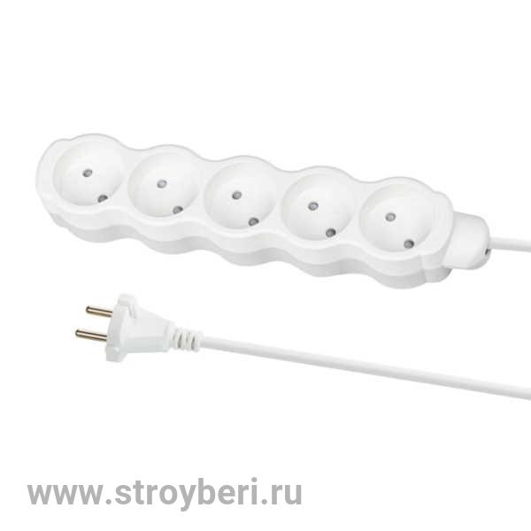 SQ1303-4012 Удлинитель бытовой 'Люкс' 5 гнезд, 3 м, б/з, с з/ш, ПВС 2х0,75 мм2, 6 А, 250 В, 1400 Вт