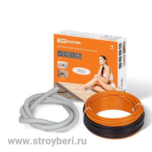 SQ2501-0013 Двухжильный теплый пол в стяжку 'ПРОФИ', 11 м, 200 Вт, S укладки 1,1-1,7 м², TDM