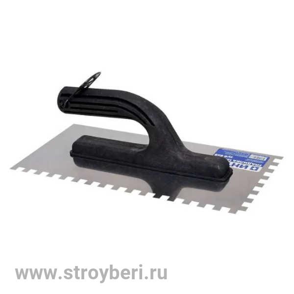 10105-270-008 Гладилка 'Интек' 130х270 зуб 8х8 из нержавеющей стали с пластиковой ручкой