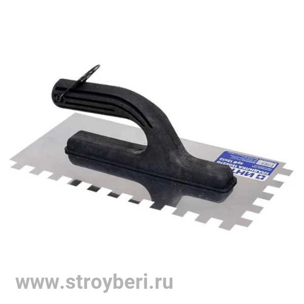 10105-270-012 Гладилка 'Интек' 130х270 зуб 12х12 из нержавеющей стали с пластиковой ручкой