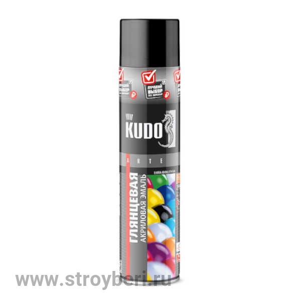 KU-A9005.3 Аэрозольная акриловая краска КУДО RAL 9005 черная высокоглянцевая 0.8л
