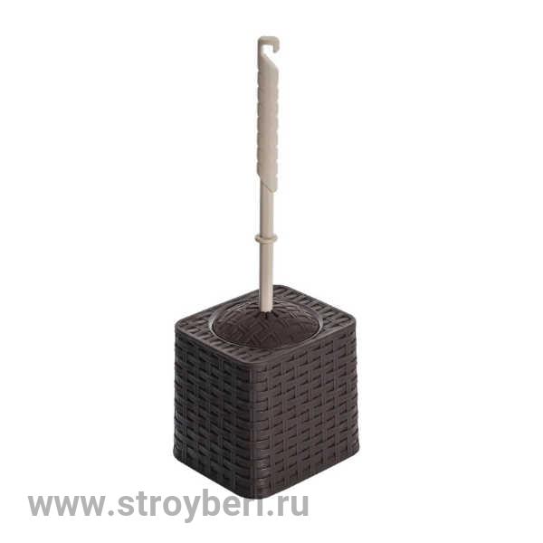 Набор для унитаза (ерш+подставка) квадратный РОТАНГ коричн. металлик