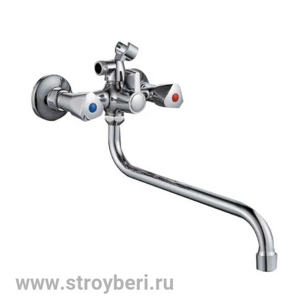 Смеситель д/ванны с 2-мя рукоятками с изливом S-30см. перекл.душа G096710 Ronda GOTA ROCIO® 1/10