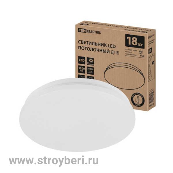 SQ0329-9007 Светильник LED потолочный ДПБ 01, 18 Вт, 4000 К, Классика, TDM