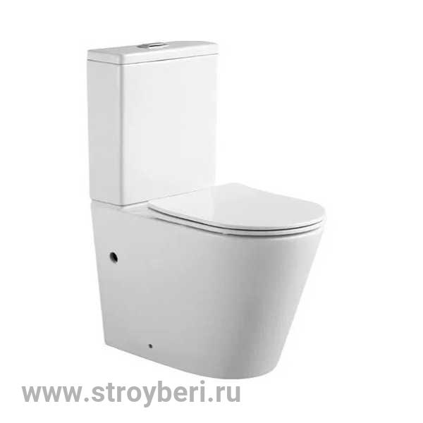 Унитаз керамический SPARO Gasdum(сиденье дюропласт, быстросъем, безободковый, прямой) модель FT03