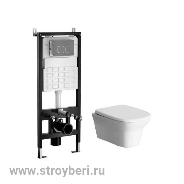 Комплект WAVE Система инсталляции МЕХАНИКА+унитаз 'SOLO'+квадратная кнопка А2 хром